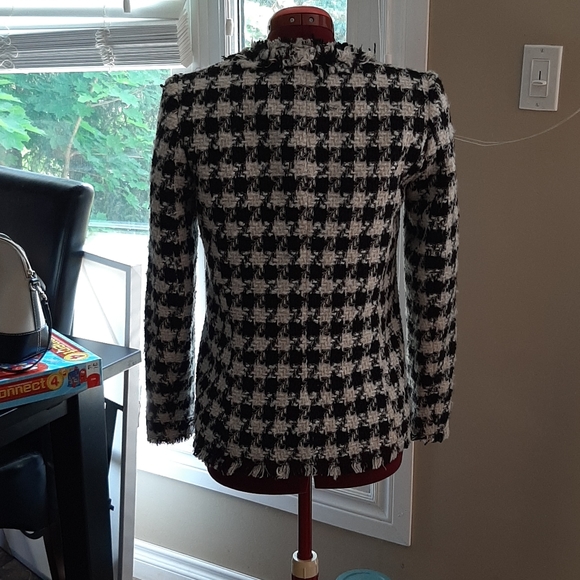 Zara Tweed houndstooth blazer sz XS - Picture 2 of 3